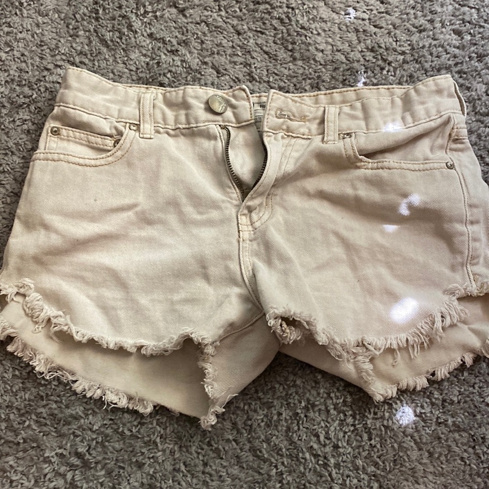 Free people tan jean shorts